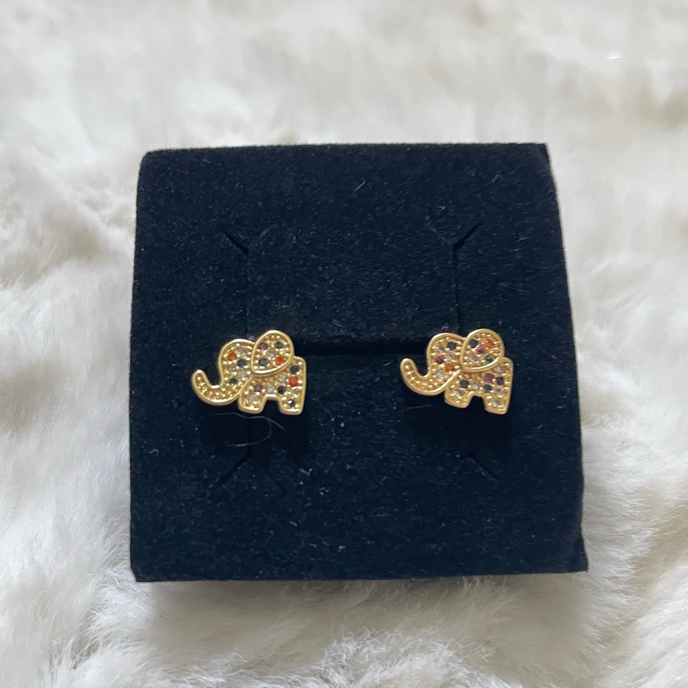 Gold Plated Elephant Stud Earrings
